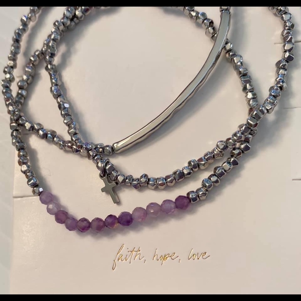 KEEP Collective Faith stretch bracelet trio New in Box